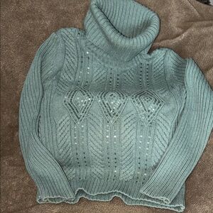 Talbots Teal Cowl Neck Sweater Lg Petite